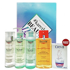 Bộ 3 sản phẩm làm sạch cơ bản cho da nhờn mụn: Eucerin Pro Acne (có quà tặng) - KBM02
