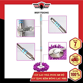 Mua Cây lau nhà inox 360 độ Huy Tưởng G7 tặng kèm bông lau nhà ( màu ngẫu nhiên ) + Móc treo cây lau nhà cao cấp