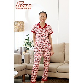 Bộ pijama lụa cao cấp , bộ mặc nhà nữ, pijama cao cấp chất mềm mát thương hiệu Fezzio chính hãng