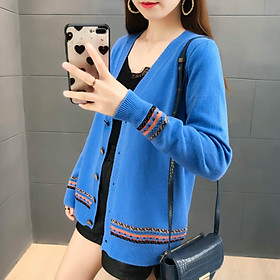 Áo Khoác Len Đũi Việt Tay Dài Có Túi Cổ V Có phối nút Dv03