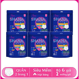 Combo 6 gói băng vệ sinh ban đêm dạng quần SHANA 2 trong 1 tiện lợi