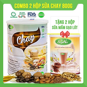 Combo 2 hộp Sữa thực vật Chay Soyna 800g tặng kèm 2 hộp sữa hạt 300g hoặc 2 hộp sữa mầm gạo lứt 300g