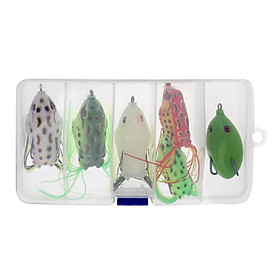 6 Pieces Hollow Frog Fishing Lures Soft Topwater Baits with Tackle Box for Bass Snakehead Saltwater Freshwater Fishing