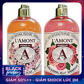 Combo Sữa Tắm L'amont En Provence Cherry Blossom Shower Gel Hương Hoa Anh Đào + Hoa Hồng (500ml / Chai)