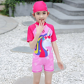 Đồ bơi cho bé gái liền thân ngắn tay size cho bé phong cách Nhật Bản mã 555