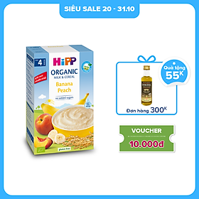 Bột ăn dặm dinh dưỡng Sữa, Chuối, Đào HiPP Organic 250g