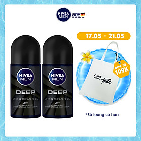 Combo 2 Lăn Ngăn Mùi NIVEA MEN DEEP Than Đen Hoạt Tính 50ml - 80031