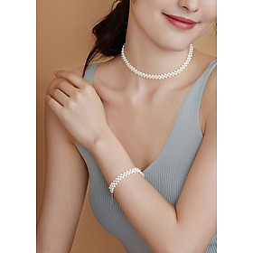 Bộ Vòng Cổ Ngọc Trai Thiên Nhiên Cao Cấp - Kiểu Choker Kết Hàng -Trang Sức Cô Tấm CHOK PEARL(4-5ly) - CTJ0213