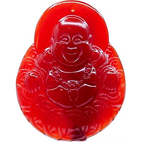 Mặt Dây Chuyền Phật Di Lặc Mã Não Đỏ (Free Size) + Kèm Dây Đeo Màu Đỏ