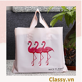 Túi tote hồng hạc Classy bằng nhựa nhiều size, màu hồng, không ra màu T1360