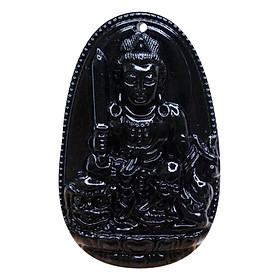Mua Mặt dây chuyền Văn Thù Bồ Tát Obsidian tự nhiên - Phật Bản Mệnh cho người tuổi Mão size lớn VietGemstones
