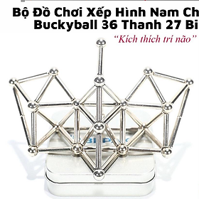 Bộ Đồ Chơi Xếp Hình Nam Châm BuckyBars 36 Thanh Nam Châm + 27 Viên Bi - Kích Thích Trí Thông Minh