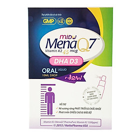 MIDU MENAQ7 DHA D3, hỗ trợ phát triển chiều cao, thị lực và não bộ, hỗ trợ phòng còi xương ở trẻ