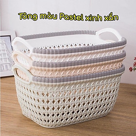 Mua Giỏ nhựa giả đan mây có quai cầm chắc chắn Việt Nhật mã 3378