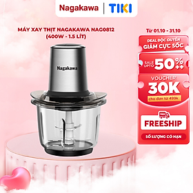 Mua Máy xay thịt 2 lưỡi dao kép cối thủy tinh Nagakawa NAG0812 (400W - 1.5 Lít) - Hàng Chính Hãng