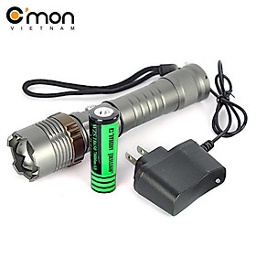 Mua Bộ 1 đèn pin siêu sáng C MON DEFEND XML-T6 + 1 pin sạc + 1 cục sạc (XANH LÁ)
