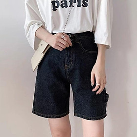 Quần short jean ống rông, quần short jean cạp cao phong cách C24