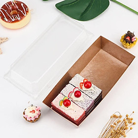 Mua 50 Hộp giấy Kraft E1985 đựng bánh – Hộp giấy kraft chữ nhật nắp nhựa trong - Nâu