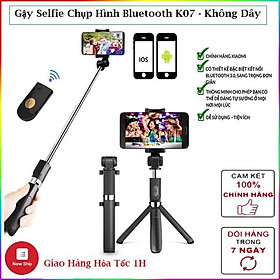 Mua Mang Đi Du Lịch NàoGậy Selfie Chụp Ảnh Tự Sướng Bluetooth 3 Chân Đa Năng – Tripod K07 – Chụp Hình Selfie