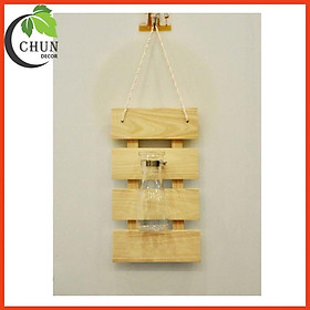 Mua Bảng gỗ treo tường cao cấp kèm lọ thủy tinh trồng cây thủy sinh  cắm hoa lá nhiều mẫu hoa trang trí