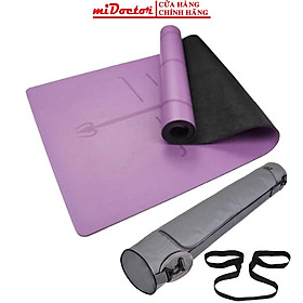 Thảm Tập Yoga Định Tuyến Da PU Chính Hãng miDoctor, Tặng Kèm Túi Đựng Thảm và Dây Buộc