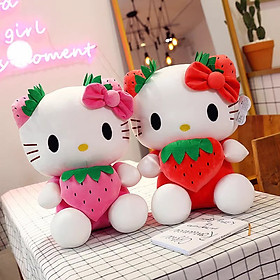 Gấu Bông Mèo Kitty Ôm Dâu Tây Siêu Hot Siêu Cưng (22cm--->50cm) Hàng Cao Cấp Loại 1 Chất Lượng Cao, An Toàn Cho Trẻ Nhỏ