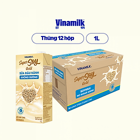 Hình ảnh Thùng 12 Hộp Sữa Đậu Nành Không Đường Goldsoy (1L)