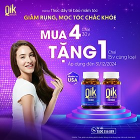 [Combo 4 hộp 30 viên tặng 1 hộp 15 viên] Viên uống QIK HAIR for Women hỗ trợ giảm rụng, mọc tóc chắc khỏe