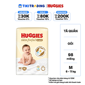 Tã quần Huggies Skin Perfect Mega Jumbo M98 miếng với 2 vùng thấm giảm kích ứng da