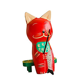 Cat Fishing Ornament Red