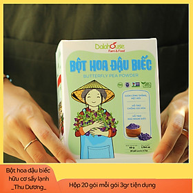 Bột HOA ĐẬU BIẾC hữu cơ sấy lạnh Dalahouse - Hộp 20 gói 3gr tiện lợi