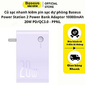 Mua Củ sạc nhanh kiêm pin sạc dự phòng Baseus Power Station 2 Power Bank Adaptor 10000mAh 20W PD/QC3.0 (10000mAh  Type C/USB Quick Charge  Travel Charger & Powerbank)- PPNL- Hàng chính hãng
