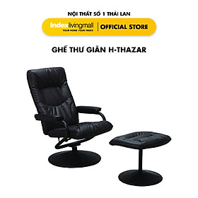 [ Hỏa Tốc Miễn Phí  & Lắp Đặt ] Ghế Thư Giãn H - THAZAR Màu Đen Bằng Da Tặng Kèm Đôn Gác Chân Cao Cấp, Xoay 360 Độ Và Điều Chỉnh Chiều Dài Ghế | Index Living Mall | Nội Thất Nhập Khẩu Thái Lan - Phân Phối Độc Quyền Tại Việt Nam