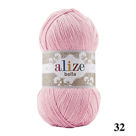 Cuộn sợi cotton hè trơn Bella 100 hãng Alize Yarns đan móc áo, váy, khăn hè siêu mát