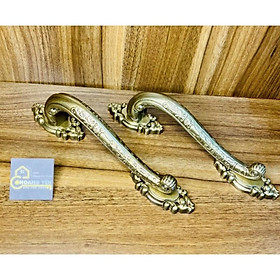 Mua Tay nắm cửa bằng đồng thau  Tay nắm cổng đuôi tôm màu rêu 27cm