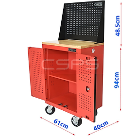 Tủ dụng cụ CSPS 61cm - 00 hộc kéo màu đỏ kèm vách lưới mặt ván gỗ