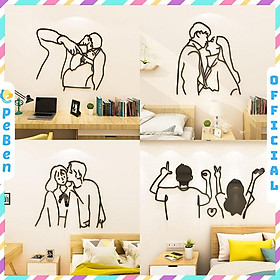 Tranh dán tường mica 3d decor khổ lớn tranh cặp đôi couple trang trí phòng khách, phòng ngủ, phòng cưới