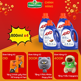 Combo 4 Chai Nước tẩy quần áo màu đánh bay vết bẩn AXO 800ml đa dạng mùi hương