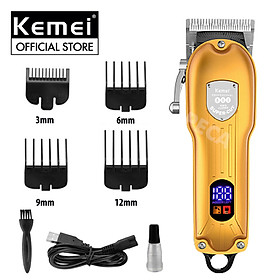Tông đơ cắt tóc chuyên nghiệp KEMEI KM-802 công suất mạnh mẽ 10W có màn hình LCD hiển thị thông minh, sử dụng sạc USB sạc nhanh pin trâu 3h, tăng đơ, tondor dùng cho gia đình, salon tiệm tóc barber - hãng phân phối chính thức