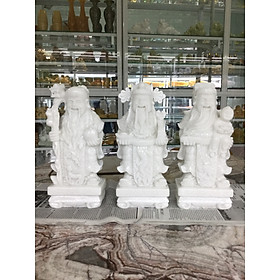 Bộ tượng Tam Đa Phúc Lộc Thọ đá cẩm thạch trắng - Cao 30cm
