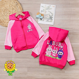 Áo khoác bé gái hình Labubu từ 9-43kg. Chất thun da cá thoáng mát -Kiến Lửa  - La_hồng - 07:19-20kg