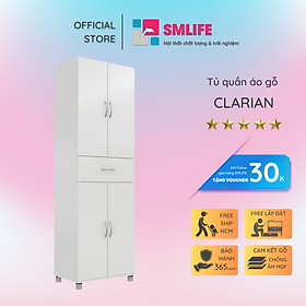 Tủ quần áo gỗ hiện đại SMLIFE Clarian | Gỗ MDF dày 17mm chống ẩm | D60xR40xC190cm