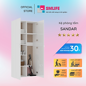 Tủ phòng tắm gỗ hiện đại SMLIFE Sandar | Gỗ MDF dày 17mm chống ẩm | D80xR38xC180cm