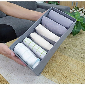 Hộp vải đựng quần áo chia ngăn chống nước, Túi vải chia 6 ngăn đựng áo quần sắp xếp tủ gọn gàng