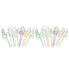 40pcs Curly Wiggle Straws Drinking Straws Kids Birthday Party Bag Fillers