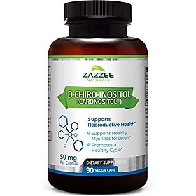 Zazzee D-Chiro-Inositol, 90 Veggie Capsules, 50 mg per Capsule, 3-Month Supply, Ideal Dosage for 40:1 Ratio with Myo-Inositol, Vegan, Non-GMO and All-Natural
