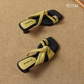 Dép nữ quai chéo xỏ ngón ROSATA RO744 - 7p - Đen vàng - BKSTORE - HÀNG VIỆT NAM