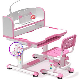 Mua Bàn ghế học sinh chống gù chống cận có đèn led kỹ thuật số - Bàn học trẻ em đẹp điều chỉnh được độ cao màu hồng