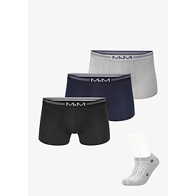 Combo 3 Quần Sịp Nam Quần Lót Đùi Nam Boxer Sợi Cotton Mềm Mịn Siêu Thoáng Mát, Co Giãn 4 Chiều Cao Cấp MRM FASHION TẶNG Đôi Tất Nam Cao Cấp