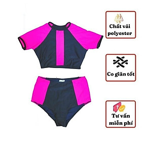 Đồ bơi bé gái tay ngắn 25-39kg, áo lững quần lưng cao tạo cảm giác thoải mái - A1:25-29KG SIZE M